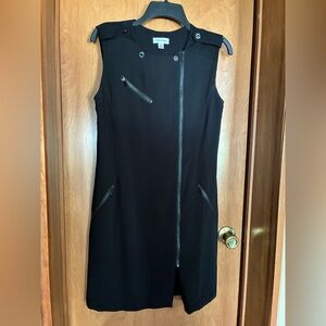 Calvin Klein Black Sleeveless Zippers Dress Goth Grunge Size 2